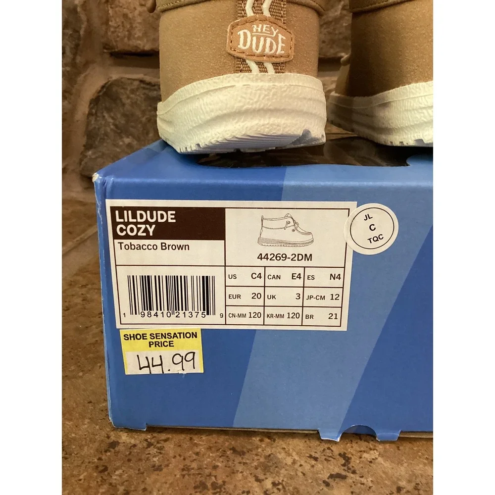 Hey Dude LilDude Cozy Tobacco Brown Toddler Boots 44269-2DM Size US Size C4 NIB